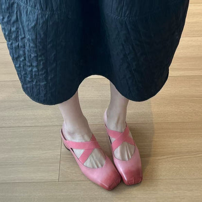 【シューズ】夏の新作  スクエアトゥ ギャザー加工  デイリーコーデにぴったり パンプス