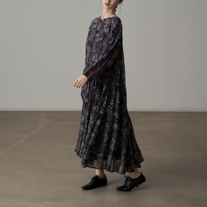 【ワンピース】センスある シフォン センスある  レイヤード感 レイヤード風 長袖 ワンピース 【SHシリーズ】