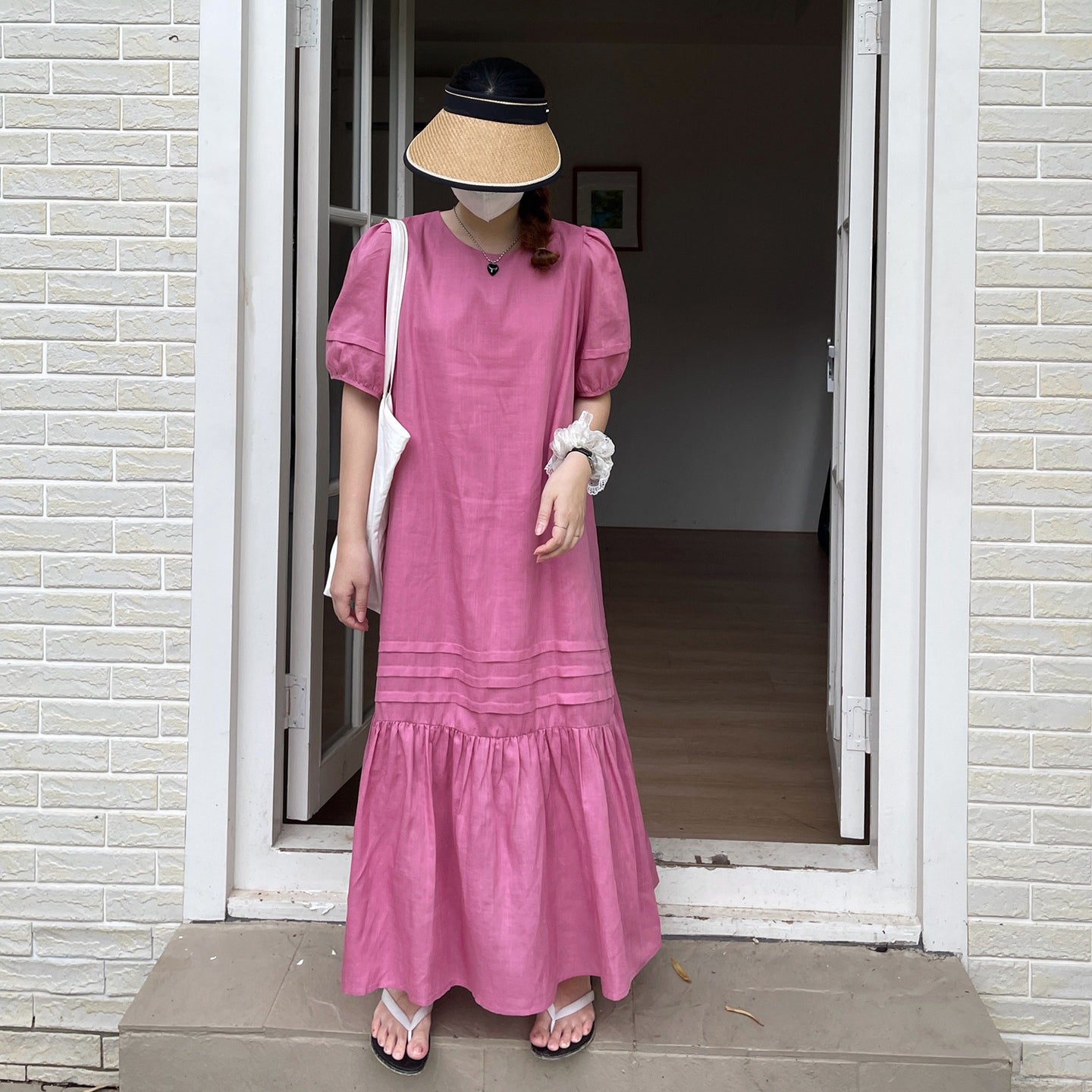 【ワンピース】リネン 夏 リネンライク 半袖ロングワンピース ゆったりシルエットで体型カバー＆涼やか美人見え✨【JZシリーズ】