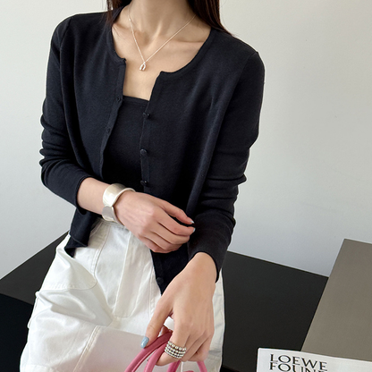 【トップス】キャミソール カーディガン 2点セット レディース 春新作 フィット ニット アンサンブル シンプル【JZシリーズ】