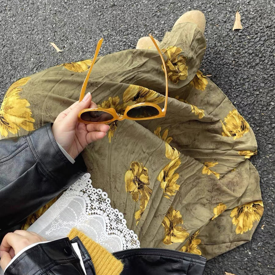 【60%OFF⭐️早い者勝ち】✅️オールシーズン着用OK！【ボトムス】レトロ 秋冬新作 ゆったり体型カバー 大きめフレア ロング フラワー 裏起毛スカート【SHシリーズ】