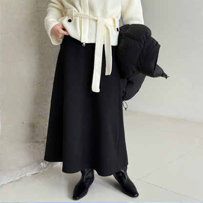 【ボトムス】落ち感 細見え ウール裏起毛  Aラインロング スカート 【JZシリーズ】