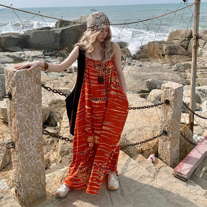 【ワンピース】M~4XL 大きいサイズ レディース リゾート風 日焼け対策 ノースリーブワンピース 体型カバー【SHシリーズ】