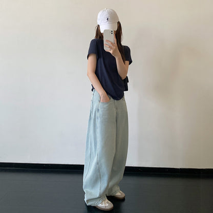 【トップス】ホワイト 半袖Tシャツ ゆったりシルエット ナチュラル シンプル カジュアル トップス【FCシリーズ】
