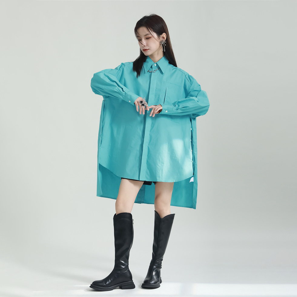 【トップス】ヴィンテージライクロングシャツ レディース アシンメトリー ゆったり こなれ感 デザインシャツ【JZシリーズ】