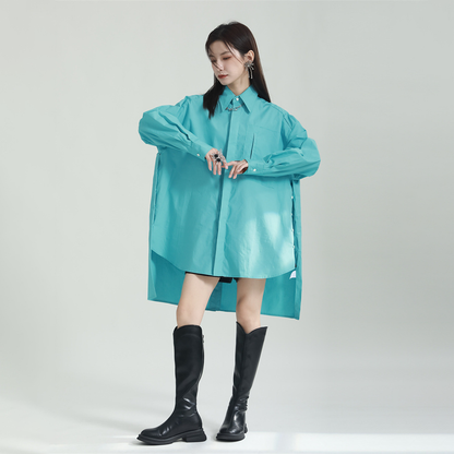 【トップス】ヴィンテージライクロングシャツ レディース アシンメトリー ゆったり こなれ感 デザインシャツ【JZシリーズ】