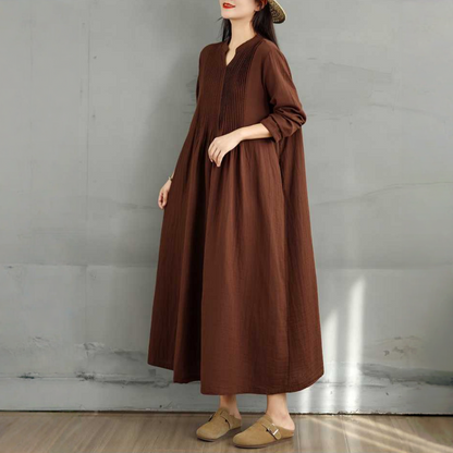 【ワンピース】春 秋 冬 二重ガーゼ レトロ風 フレア 長袖 ワンピース 【SHシリーズ】