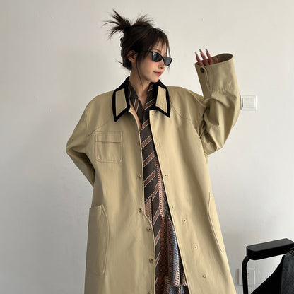 【アウター】春秋新作 INS風 ミドル丈 デザイン感 不規則 カーキ トレンチコート レディース【FCシリーズ】