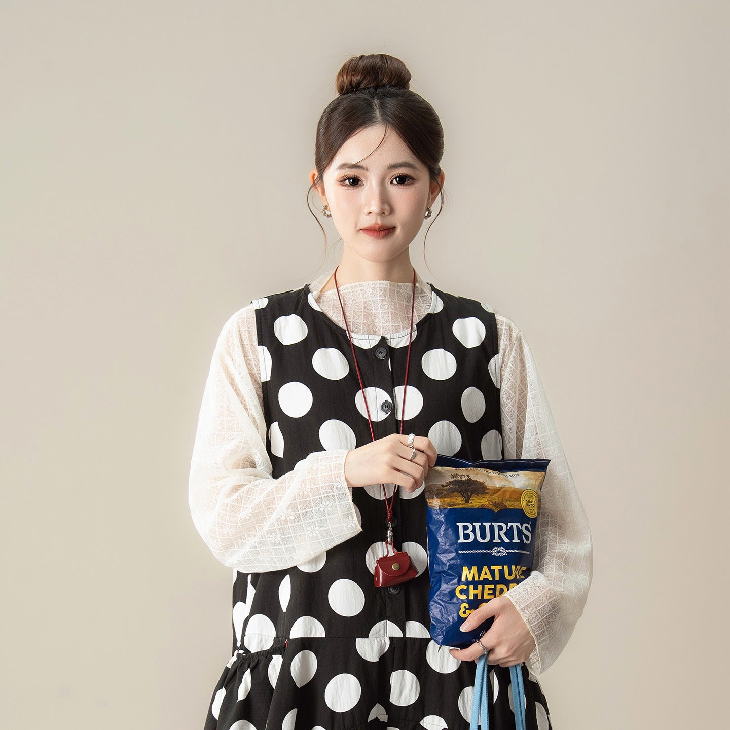 【ボトムス】ドット柄 サロペット レディース 秋 新作 ゆったり 体型カバー オールインワン【JZシリーズ】