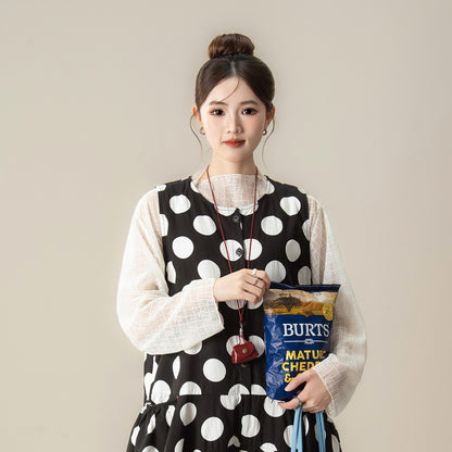 【ボトムス】ドット柄 サロペット レディース 秋 新作 ゆったり 体型カバー オールインワン【JZシリーズ】