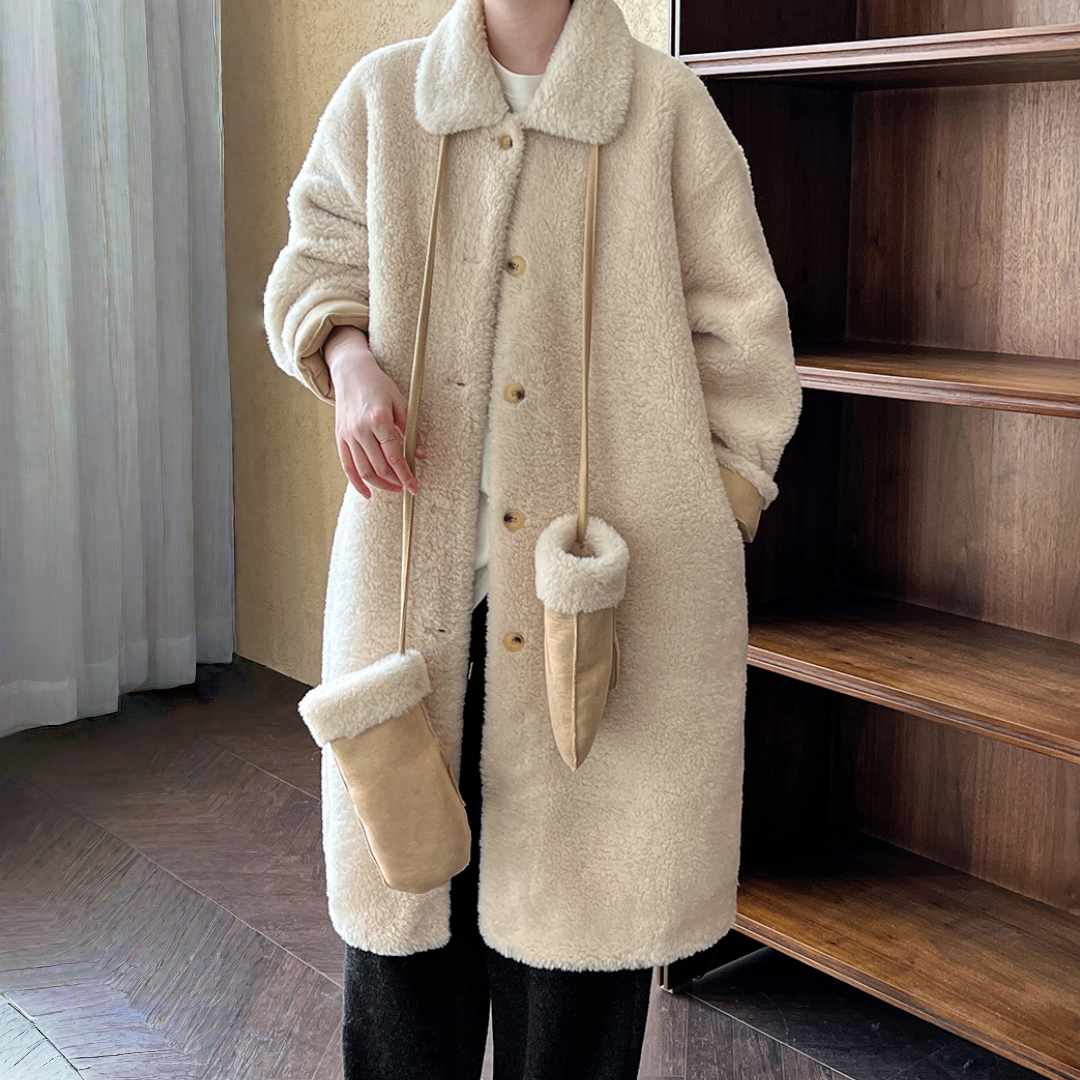 【アウター】春 秋 冬 ボア 手袋付き ムートン風 テーラードカラー コート 【JZシリーズ】