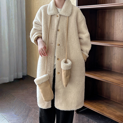 【アウター】春 秋 冬 ボア 手袋付き ムートン風 テーラードカラー コート 【JZシリーズ】