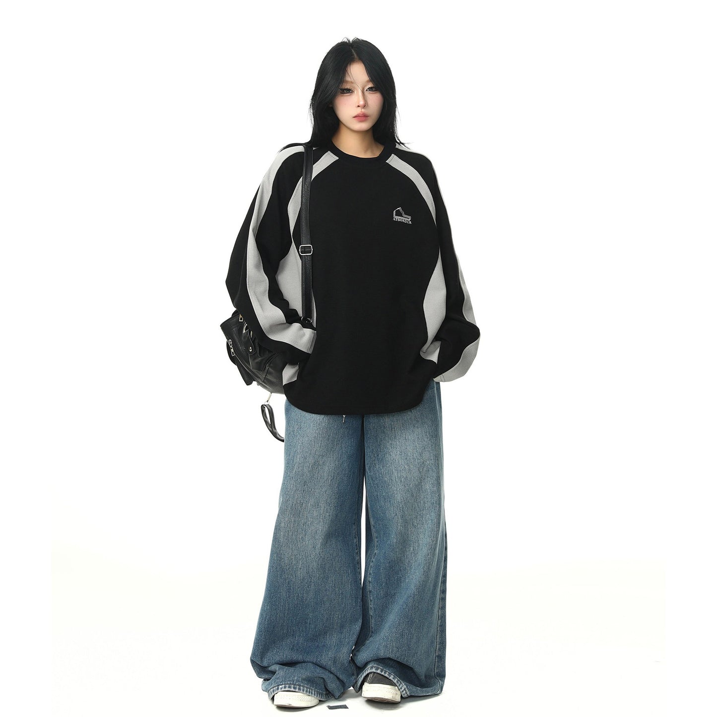 【トップス】アメリカンヴィンテージ 配色切替 クルーネックスウェット ゆったり レディース ペア対応 パーカー【FCシリーズ】