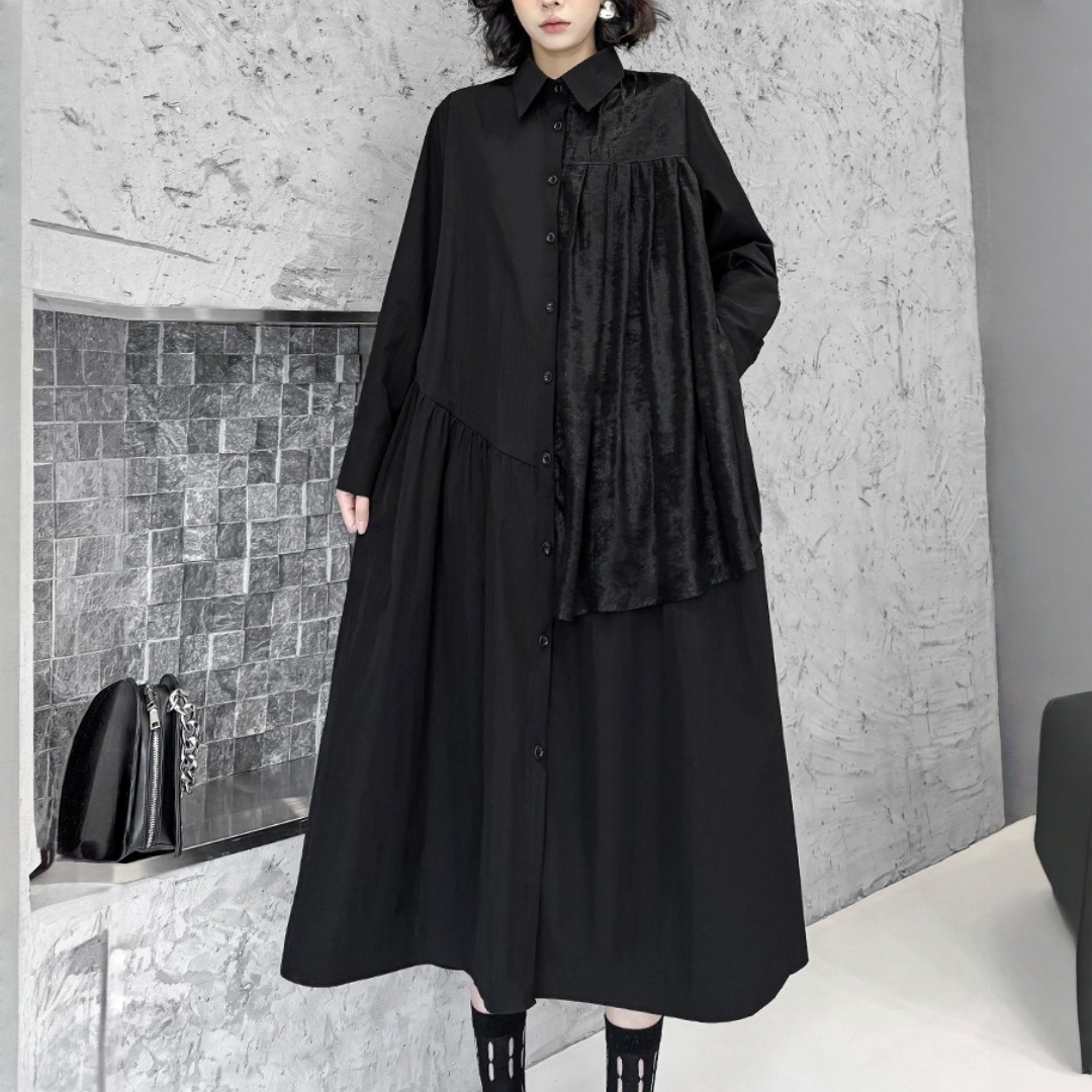 【ワンピース】春 秋 冬 ゆったり 無地 細見え 長袖 ワンピース 【AHシリーズ】