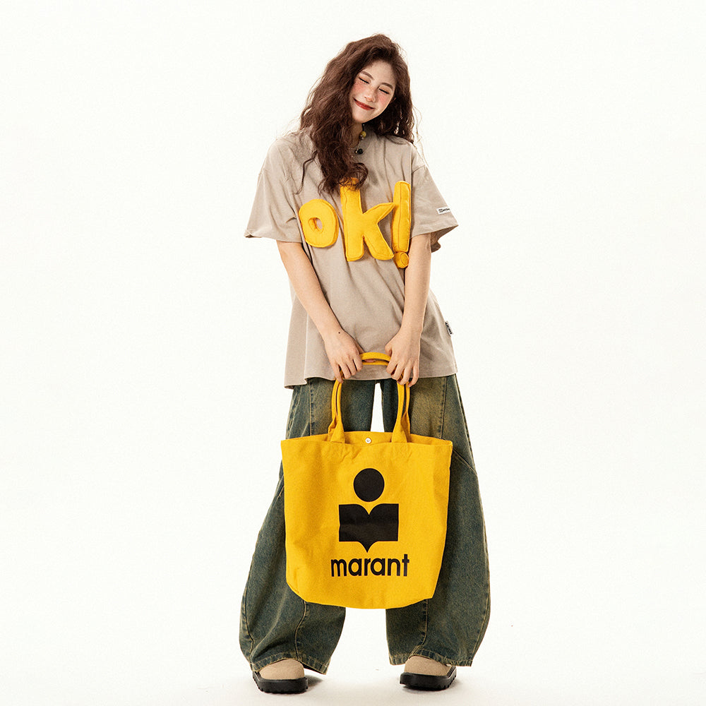 【トップス】アメリカンレトロ 趣味 立体ロゴ 半袖Tシャツ レディース ゆったり デザイン感 カジュアル【FCシリーズ】【15〜20日発送】