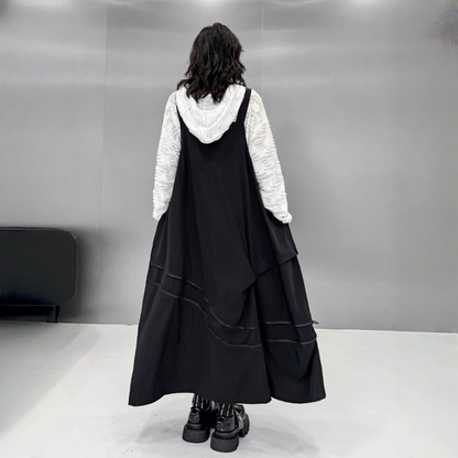 【ワンピース】春 秋 冬 ジッパー切り替えサロペットワンピース 【AHシリーズ】