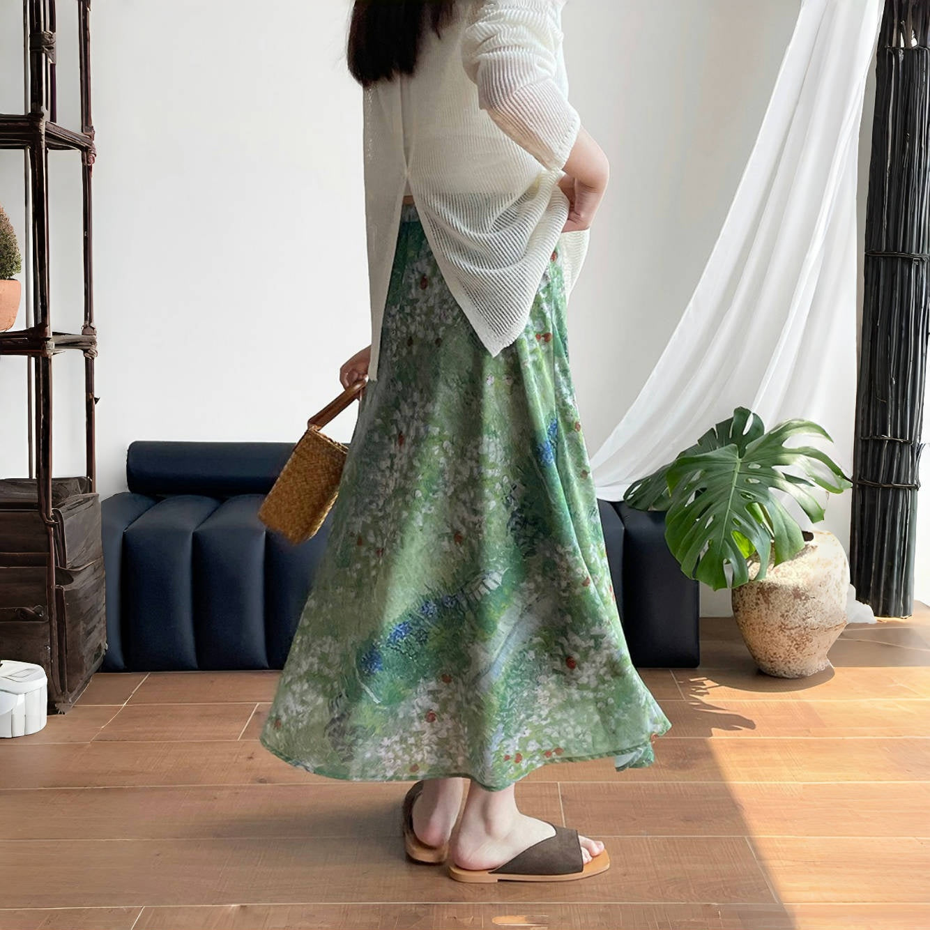 【ボトムス】夏 Aライン 花柄 レトロ スカート【SHシリーズ】