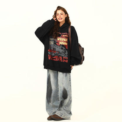 【トップス】秋冬新作✨美式ヴィンテージプリントパーカー  ユニセックス ペアコーデ対応 カジュアルスウェット【FCシリーズ】