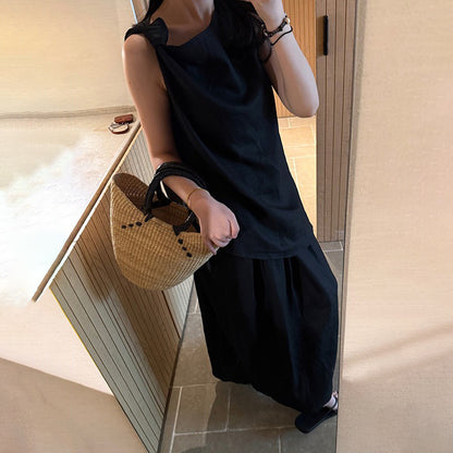 【単品注文】【セットアップ】夏 新作 アシンメトリー ツイスト タンクトップ＋スカート 上下セットアップ【SNシリーズ】