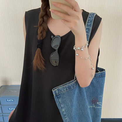 【ワンピース】フェイクレイヤードワンピース レディース 夏 ノースリーブ 重ね着風デザイン ロングワンピース こなれ感【JZシリーズ】