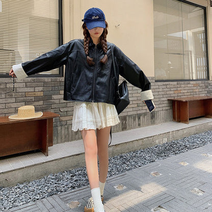 【アウター】高級感 カジュアル  ショート丈 超おしゃれなストリートスタイル ゆったりPUレザージャケット【JZシリーズ】
