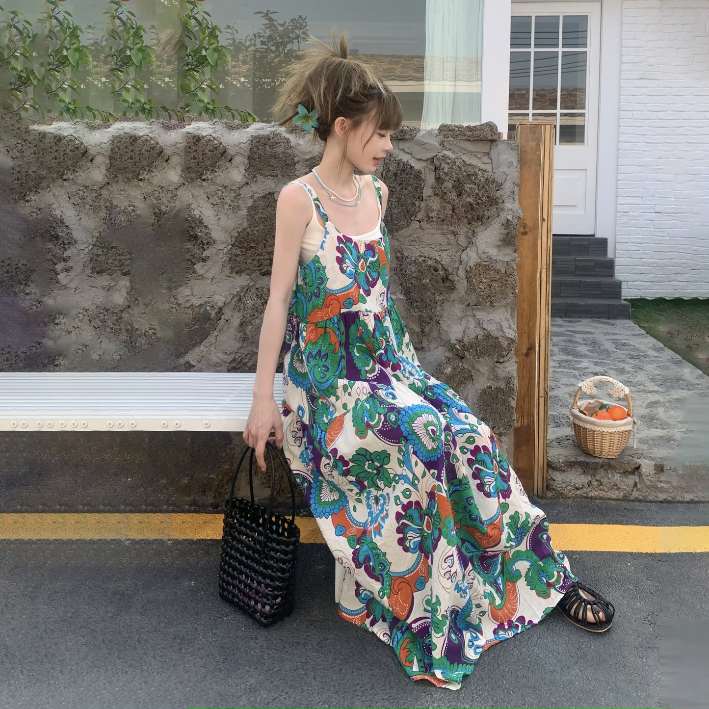 【ワンピース】ファッション フォレストスタイル 夏 ゆったりカジュアル ノースリーブキャミワンピース【SHシリーズ】