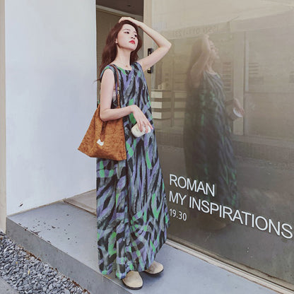 【ワンピース】バイカラー ノースリーブ タンク ワンピース レディース 夏 2025 新作 とても 可愛い ロング丈 ワンピース【SHシリーズ】