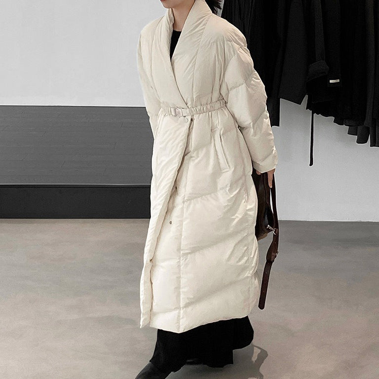 【アウター】防寒 ダウンコート ウエストマーク ロング丈 気質 レディース 冬【JZシリーズ】