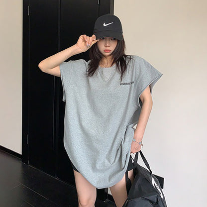 【トップス】ダメージ調プリントTシャツ オーバーサイズ 半袖 レディース ストリート【FCシリーズ】