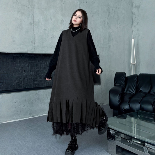 【ワンピース】春 秋 冬 Vネック レース  Aライン ワンピース 【AHシリーズ】