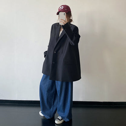 【ボトムス】カーブデニム レディース ウエストゴム 紐付き ワイドパンツ 体型カバー オールシーズン【FCシリーズ】