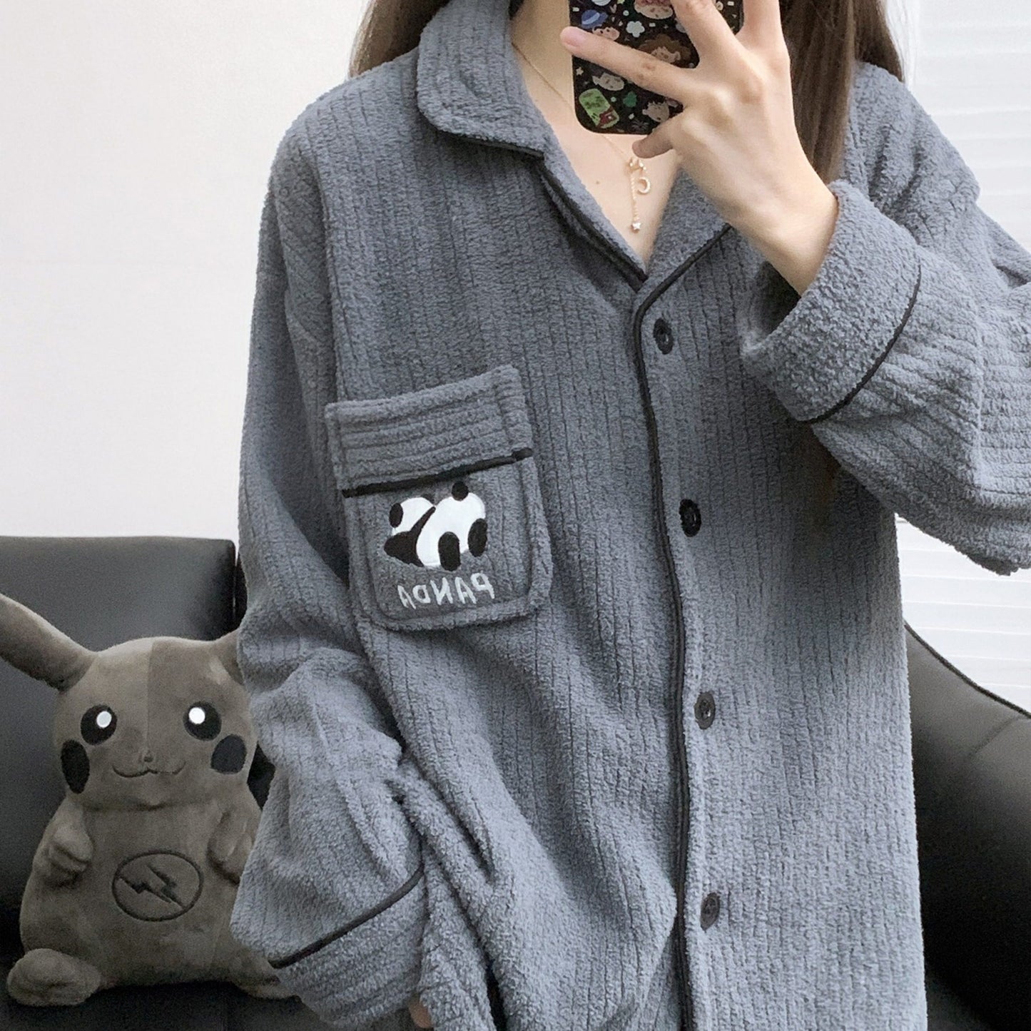 【インナー】パンダププ コーラルフリース 厚手 保温 フランネル ルームウェア レディース/メンズ ペア対応 冬