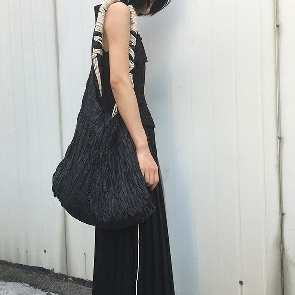 【バッグ】オリジナルデザイナーズ ワンショルダーバッグ プリーツデザイン＋ハンドメイド結びデザイン