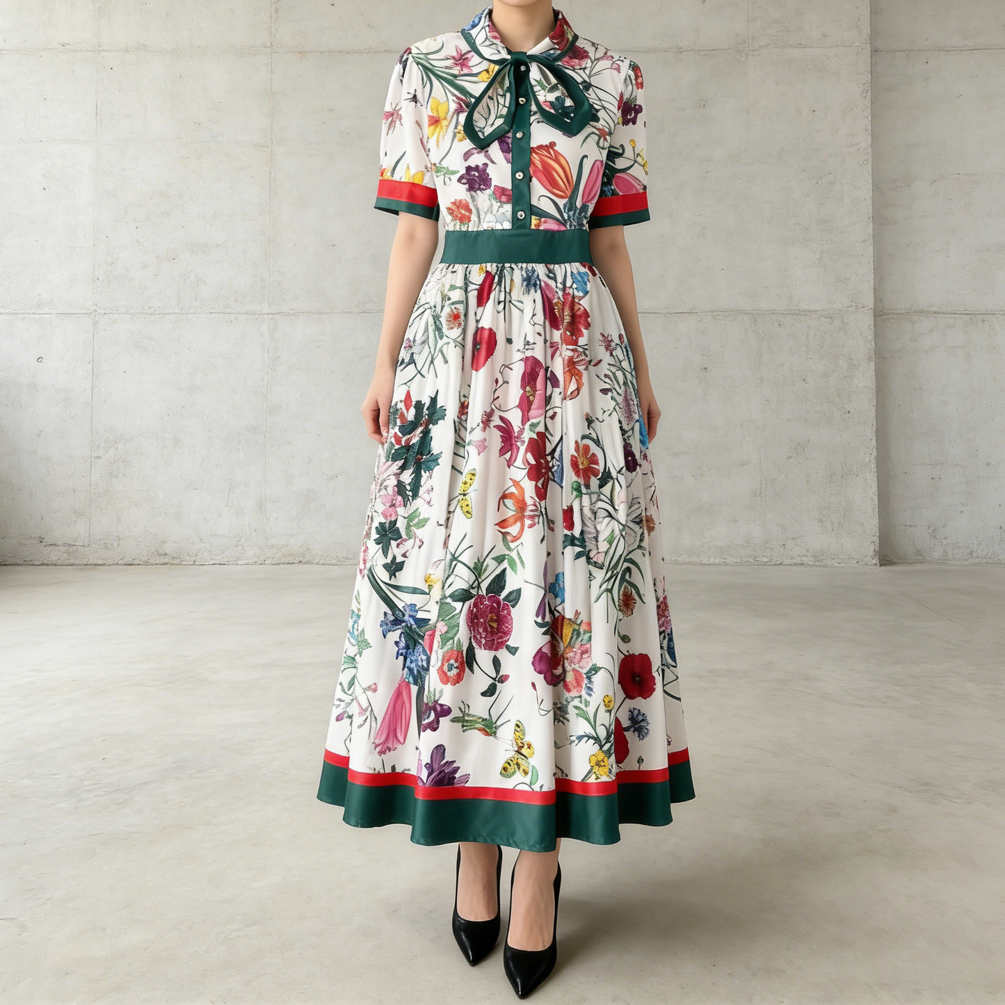 【ワンピース】夏新作 フレンチレトロ 人気半袖モデル リボン付き ウエストマーク 百褶 花柄 シフォン ワンピース レディース
【SHシリーズ】