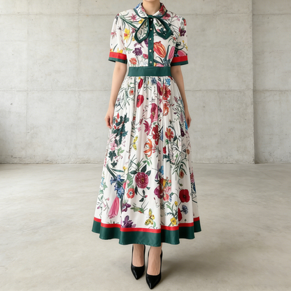 【ワンピース】夏新作 フレンチレトロ 人気半袖モデル リボン付き ウエストマーク 百褶 花柄 シフォン ワンピース レディース
【SHシリーズ】