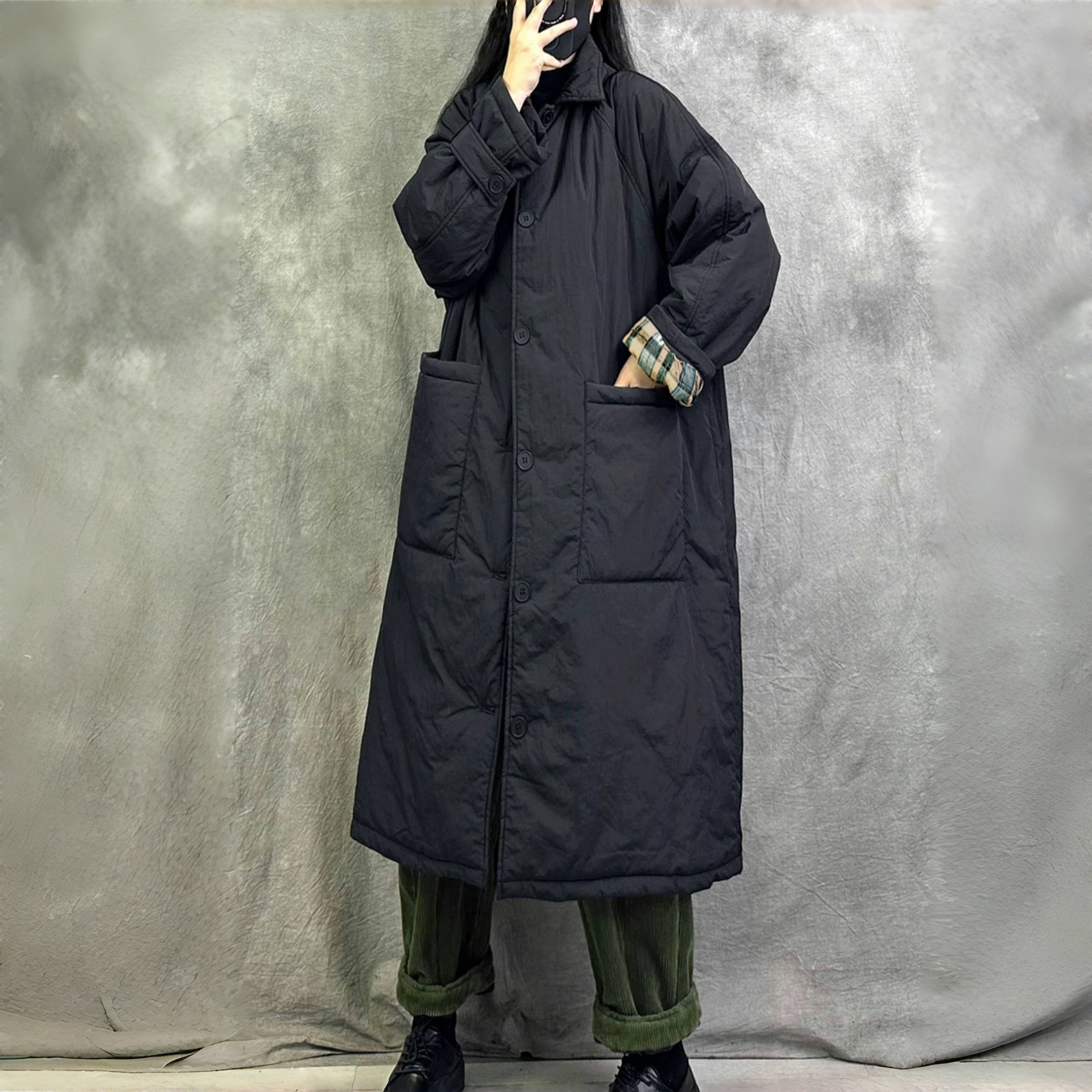 アウター】中綿入り ロング スクエアネック 綿入れコート – MADOECHO