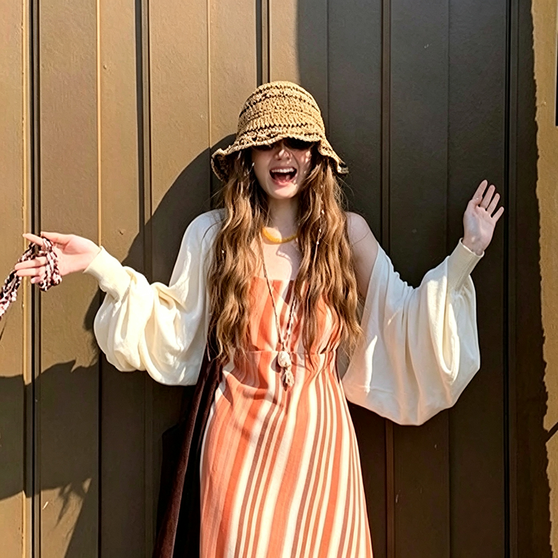 M~4XL【セットアップ】【単品注文】大きいサイズ ストライプキャミワンピース レディース 夏 タイトシルエット ロング丈 体型カバー 着痩せデザイン【SHシリーズ】