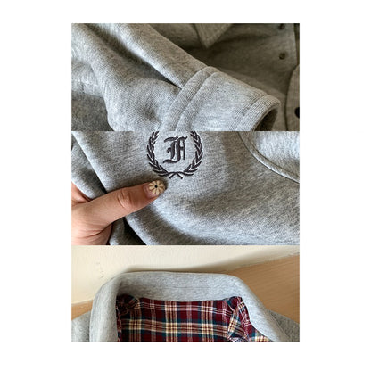 【アウター】男女兼用 シンプルチェック切替ショートジャケット カジュアルアウター【FCシリーズ】【10～15日内発送】