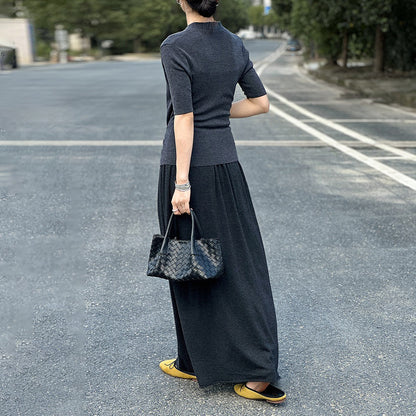 【ボトムス】ハイセンス ニットスカート レディース ウエストゴム 細見えムード感ロングスカート【JZシリーズ】