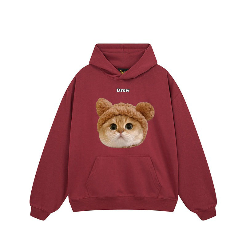 【トップス】🐱アメリカンストリート猫プリントクルーネックスウェット ユニセックス コットン オーバーサイズ 秋冬コーデ【FCシリーズ】