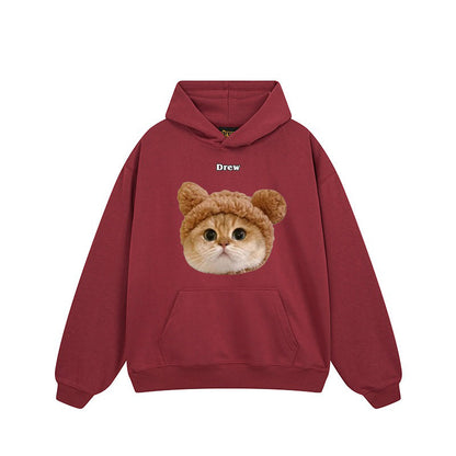 【トップス】🐱アメリカンストリート猫プリントクルーネックスウェット ユニセックス コットン オーバーサイズ 秋冬コーデ【FCシリーズ】