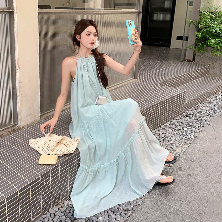 【ワンピース】フレンチスウィート バカンス風 ロマンティックな気質 ノースリーブワンピース