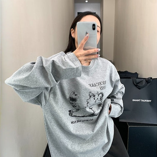 【トップス】春 秋 冬 カートゥーン プリント ラウンドネック Ｔシャツ 【FCシリーズ】