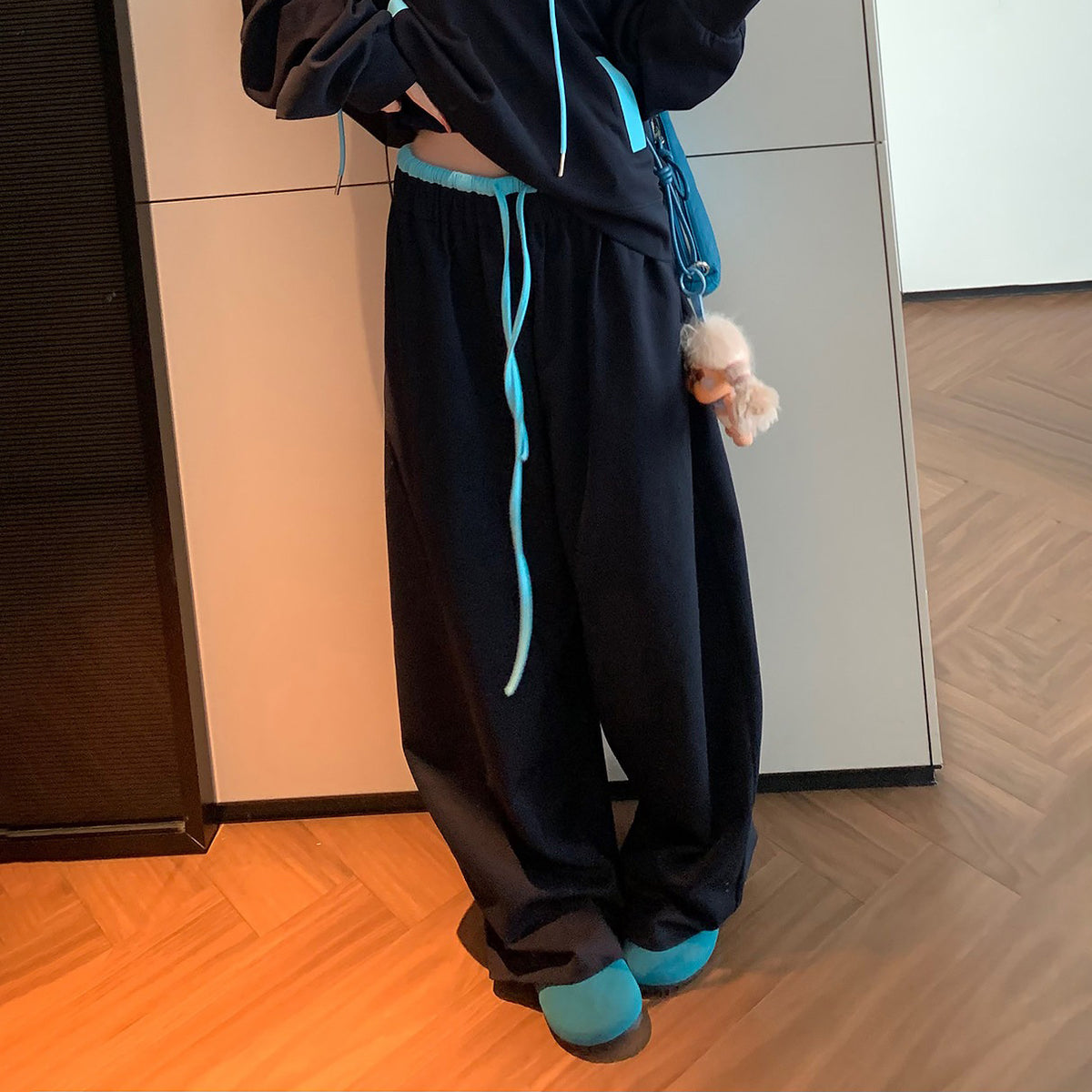 【セットアップ】【単品注文】韓国風フード付きスウェット×ワイドパンツ 上下セット レディース 秋新作 ゆったり体型カバー【FCシリーズ】