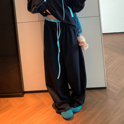 【セットアップ】【単品注文】韓国風フード付きスウェット×ワイドパンツ 上下セット レディース 秋新作 ゆったり体型カバー【FCシリーズ】