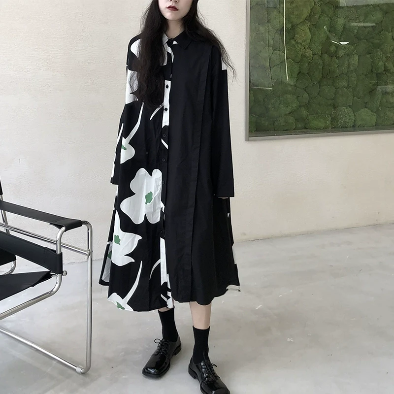 【ワンピース】春 秋 冬 デザイン感 花柄 カジュアル 長袖 ワンピース 【SHシリーズ】【AHシリーズ】