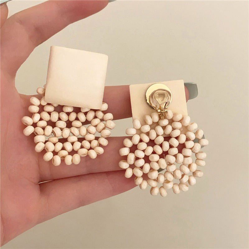 【🎁 B2G1｜先行スタート！】【グッズ】バカンス風 旅行 ビーズ＆ウッド レトロファッショナブル デザインイヤアクセ ピアス/イヤリング