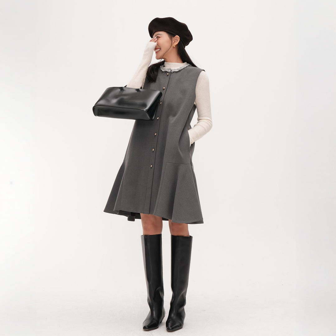 【ワンピース】春 秋 冬 プレッピースタイル  レディ風 ベスト型 ノースリーブ ワンピース 【JZシリーズ】