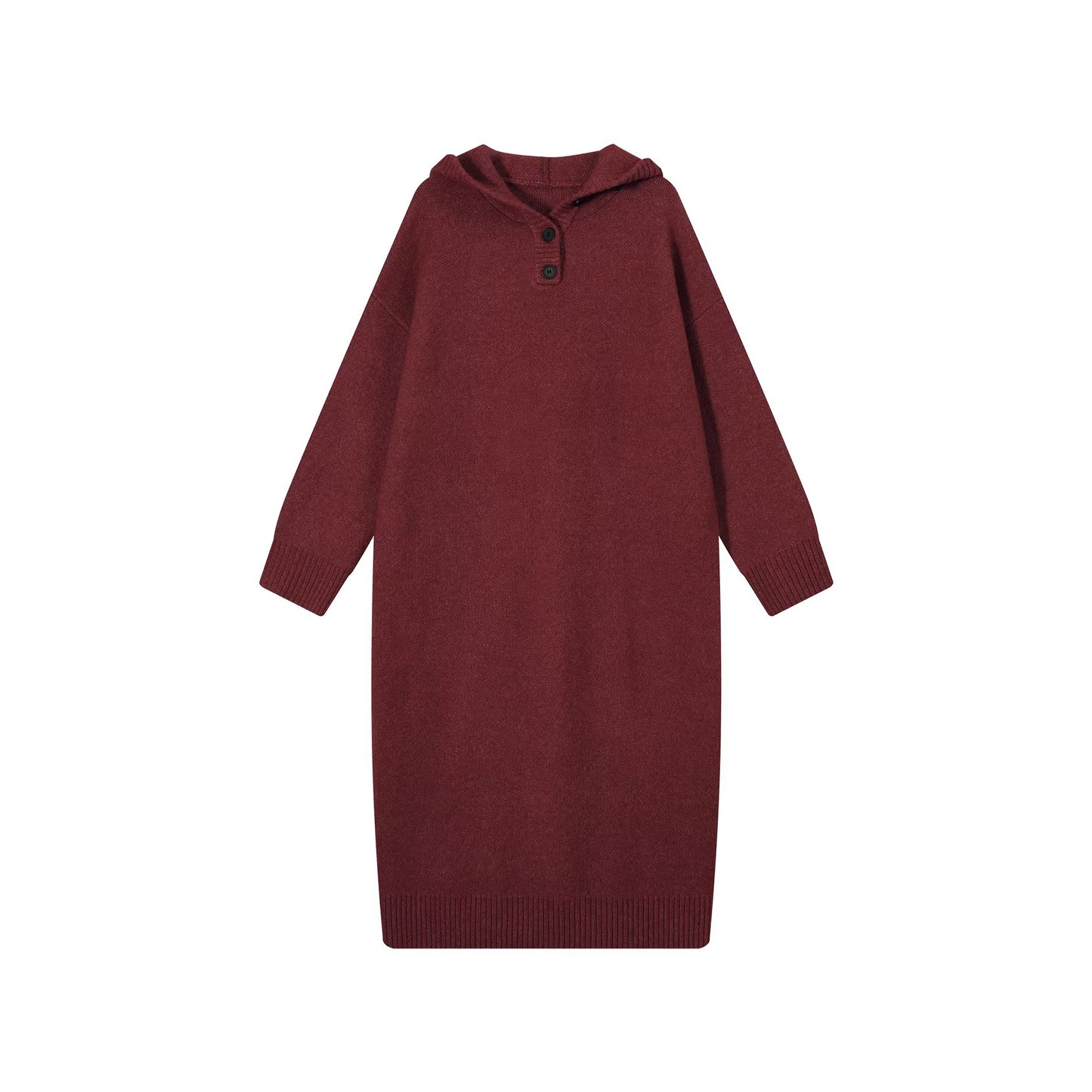 【ワンピース】フード付き ニット長袖ワンピース レディース 秋冬 韓国風 ルーズ 体型カバー ロング丈【FCシリーズ】【15～20日内発送】