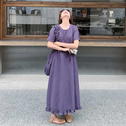 バッグ付き!【ワンピース】 夏新作 レトロ 韓国風 ゆったり 半袖ワンピース